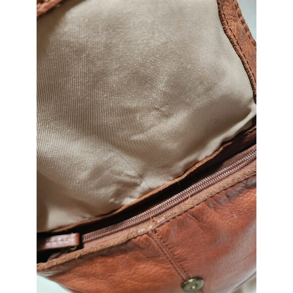 American Leather Company Liberty Tumbled Leather Backpack Cognac Zip/Snaps - Picture 5 of 16